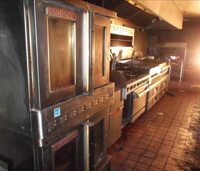Commercial kitchen after fire damage