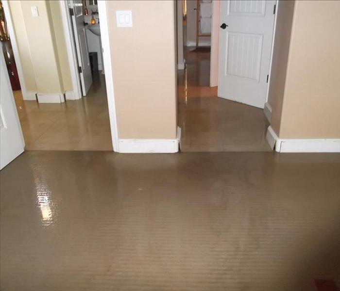 Apartment interior flooded with water
