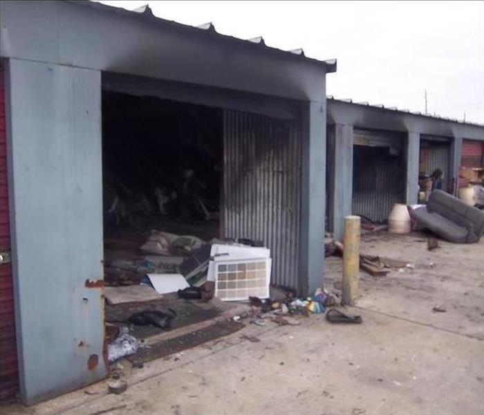 storage unit damaged with fire